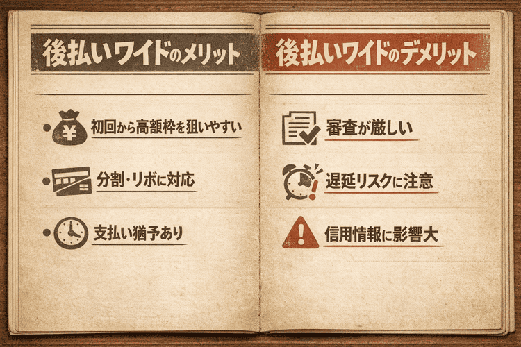 後払いワイドのメリットとデメリットを左右比較