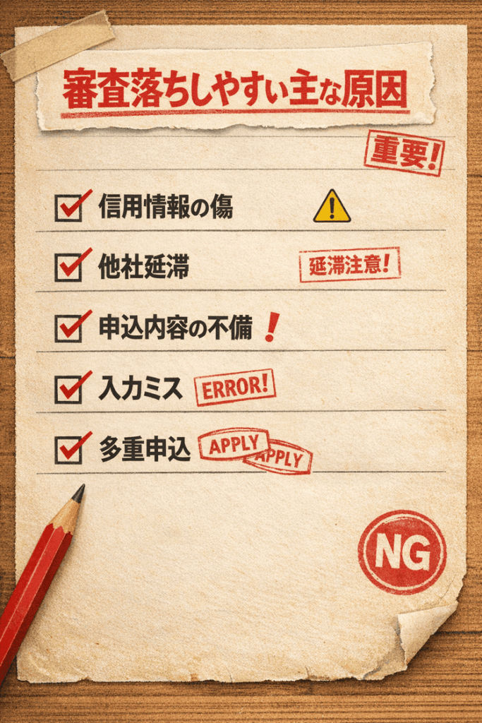 後払いワイドの審査に落ちやすい原因のチェックリスト